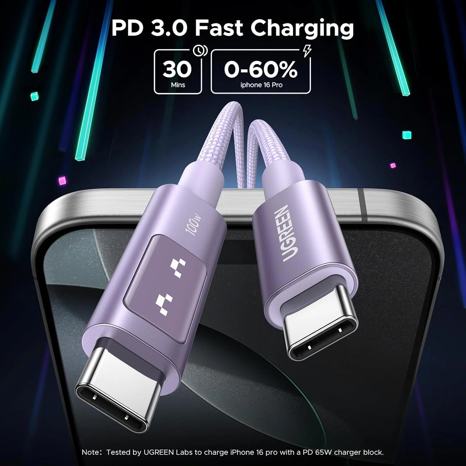 Ugreen Uno USB-C To USB-C PD 100W Fast Charging Cable Purple L509