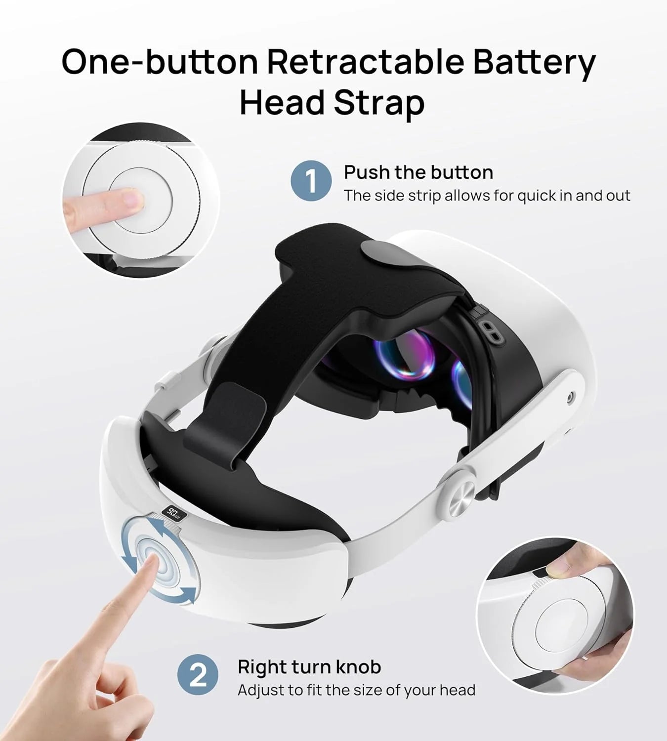 Transnovo VR Head Strap with 10000 mAh Battery for Meta Quest 3S White