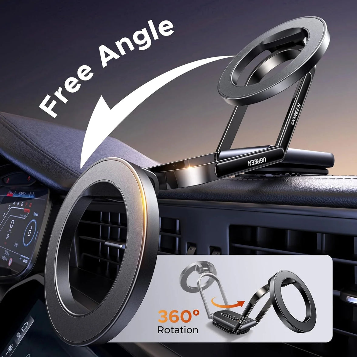 Ugreen Dashboard Magnetic Car Phone Mount  Black (LP924/65186)