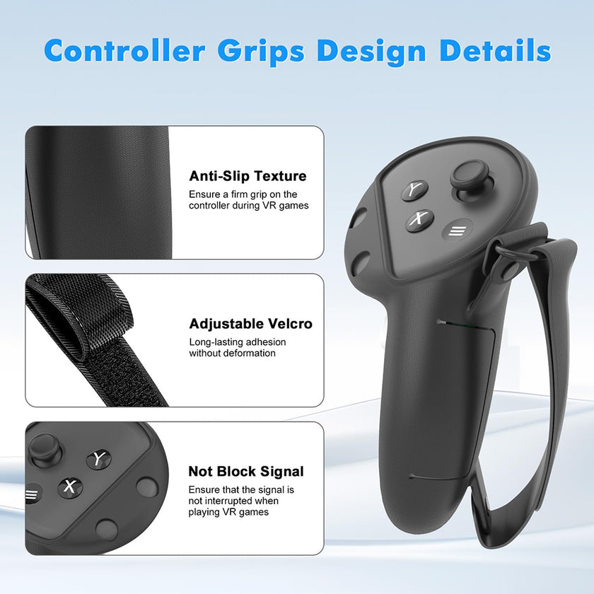 Transnovo VR Controller Grips for Meta Quest 3/3S RP3-B (Black/Grey)