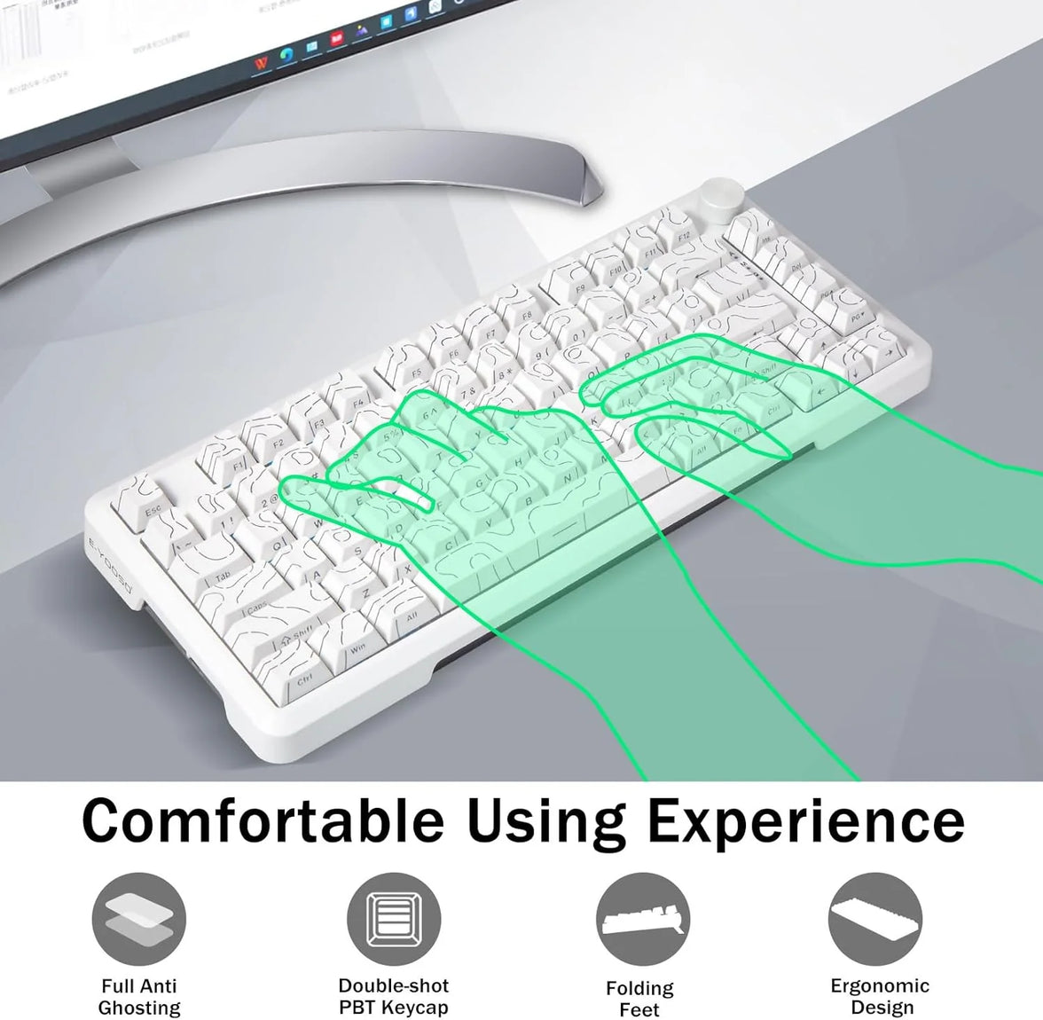 E-Yooso Z-82 Tri-Mode RGB 81Keys Mechanical Keyboard White (Silverwood Switch)