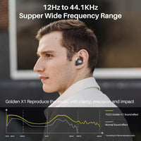 TOZO TWS Earbuds Golden X1 Hybrid ANC Hi Res LDAC IPX6 Wireless Charging 32Hr Playtime