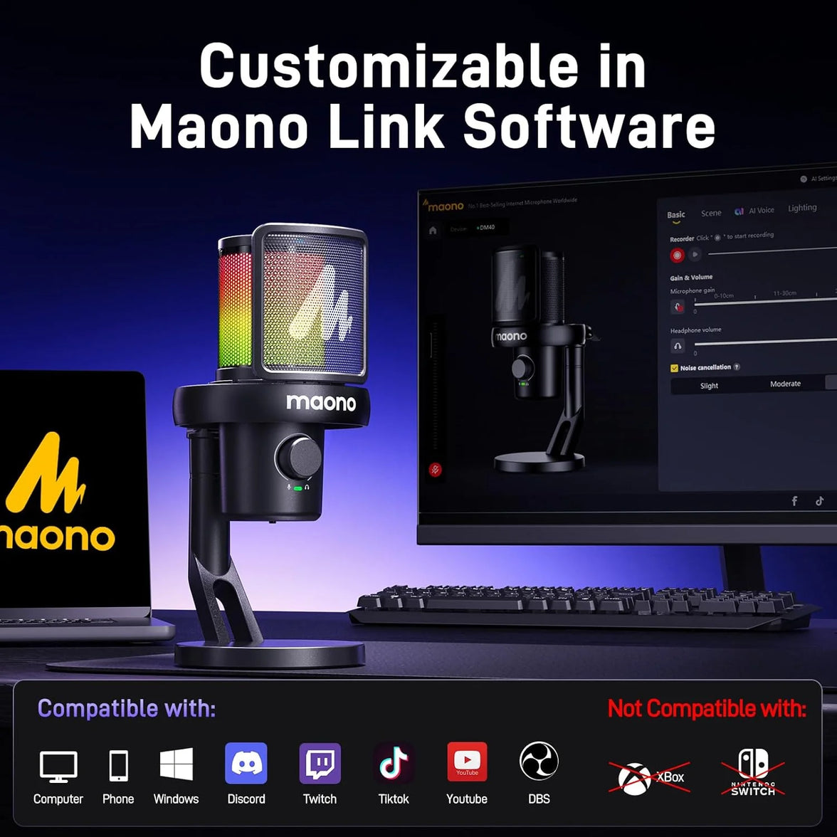 Maono DM40 Pro Wireless Condenser Microphone