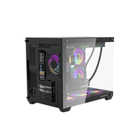 DarkFlash C285MP Exquisite M-ATX PC Case Tempered Glass Panoramic Side Transparent (Black)