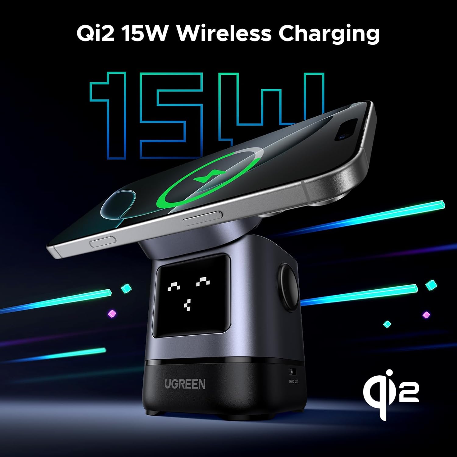 UGREEN 2-in-1 Robot Wireless Charger for IPhone + AirPods [W709/45775]
