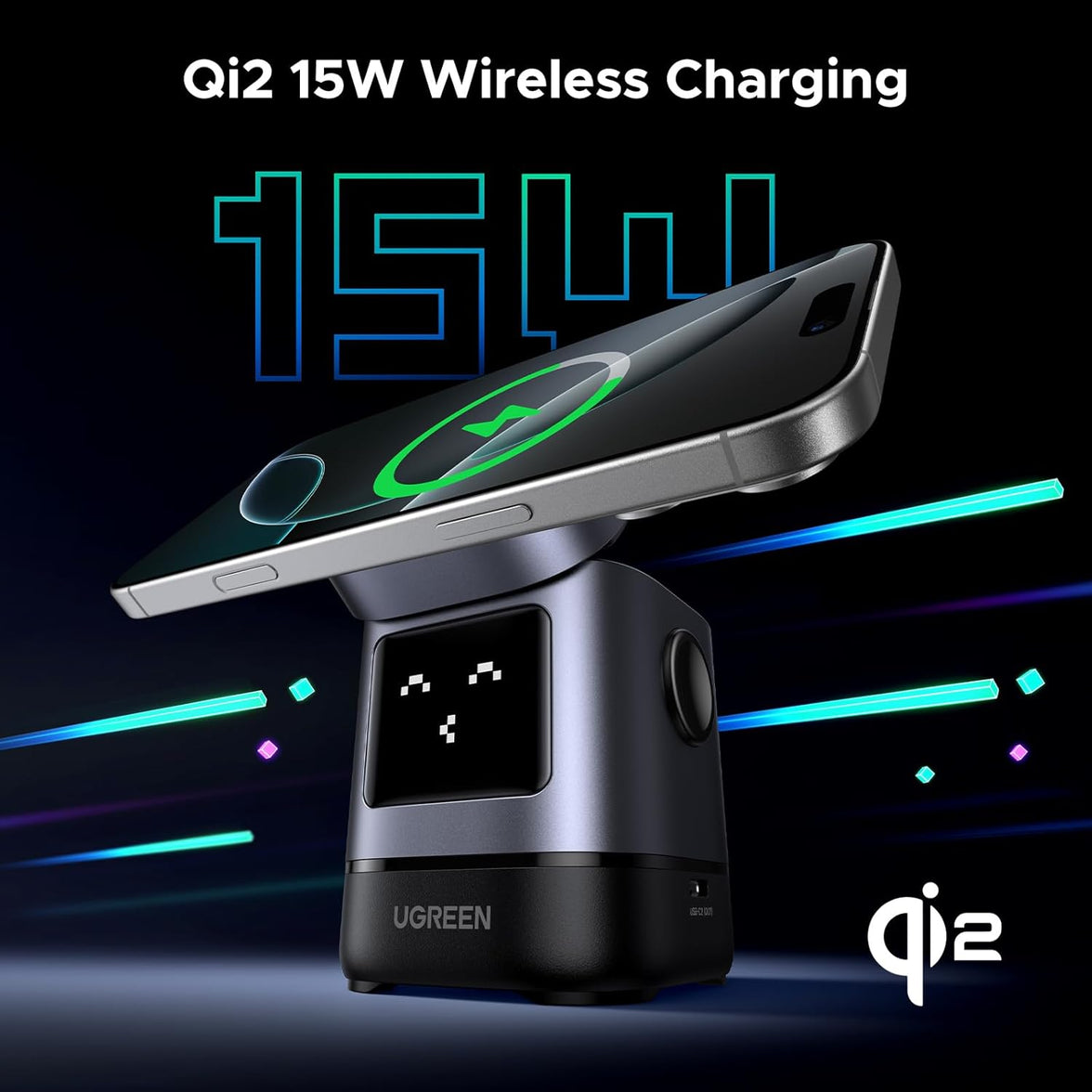 UGREEN 2-in-1 Robot Wireless Charger for IPhone + AirPods [W709/45775]