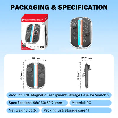 IINE Magnetic Transparent Storage Case for Nintendo Switch 2 L1164