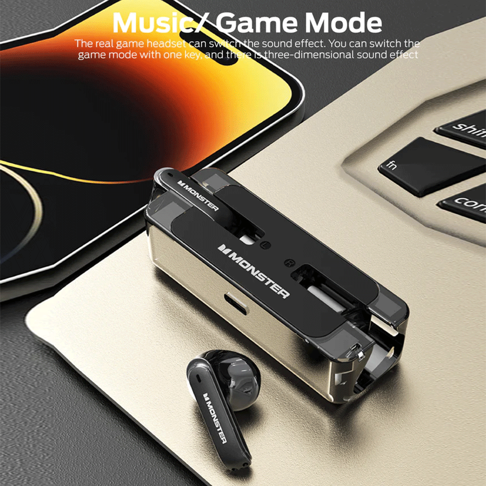 MONSTER Airmars XKT08 True Wireless Gaming Earphones (Black) - GameXtremePH