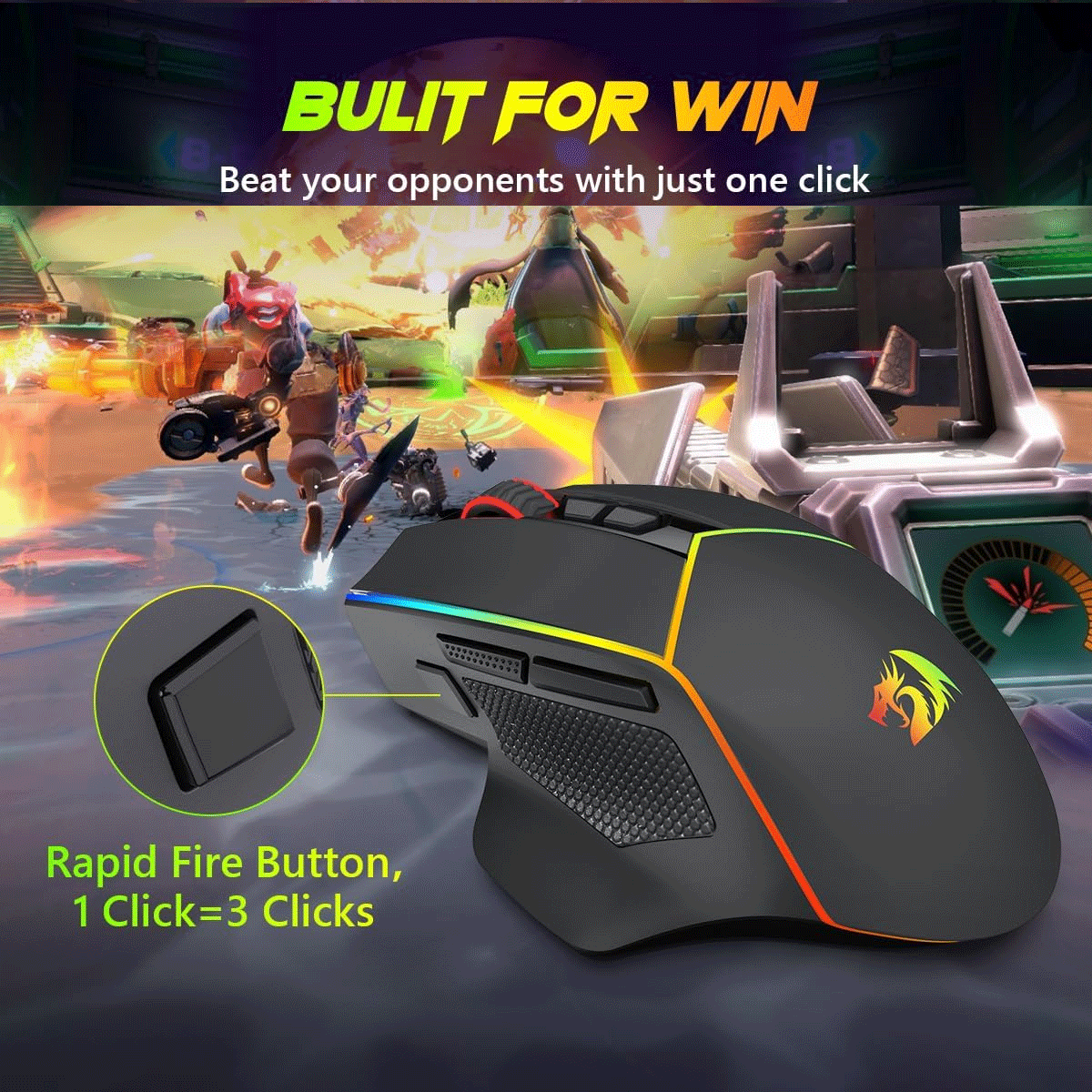 Redragon Axe RGB Wireless Gaming Mouse (M814RGB-PRO)
