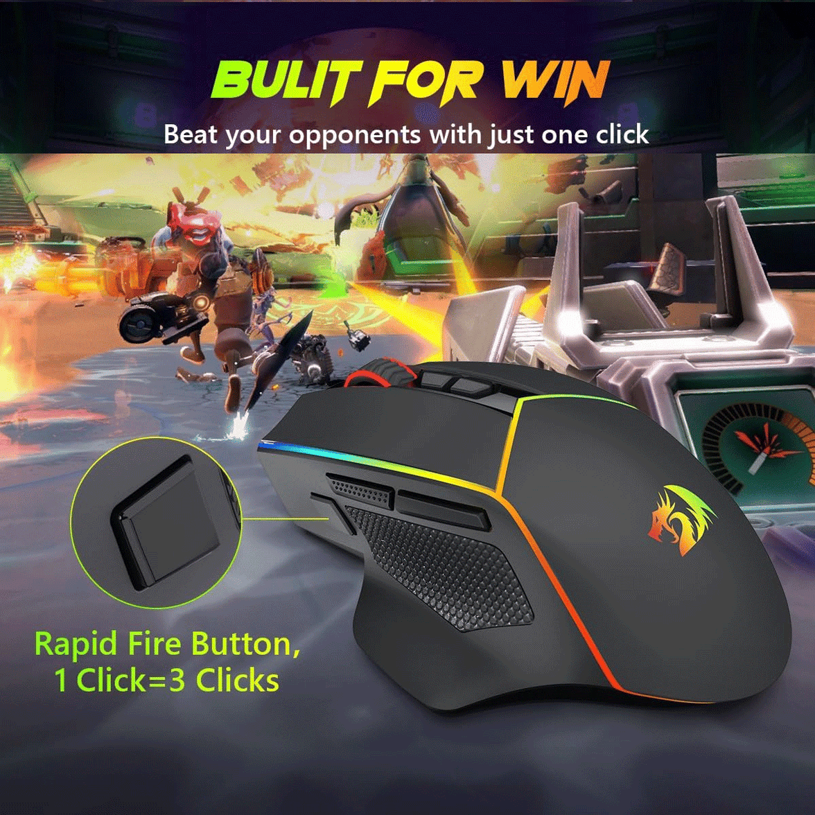 Redragon Axe RGB Wireless Gaming Mouse (M814RGB-PRO)