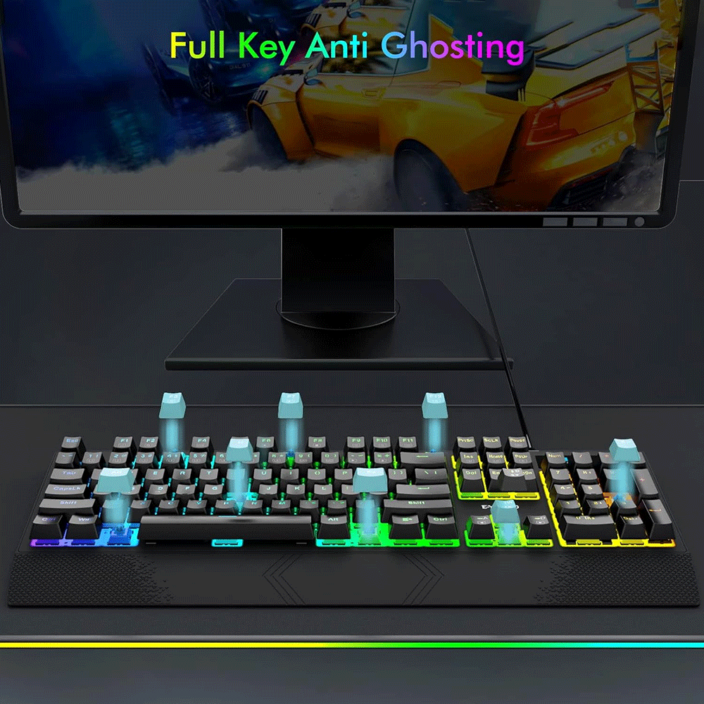 E-Yooso K-662 Rainbow Light 104 Keys Wired Mechanical Keyboard [Black]