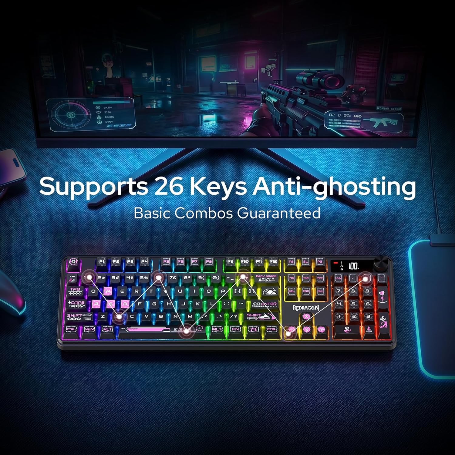 Redragon RM104 Pro Volcano Black+Pink (K526BP-PRO)