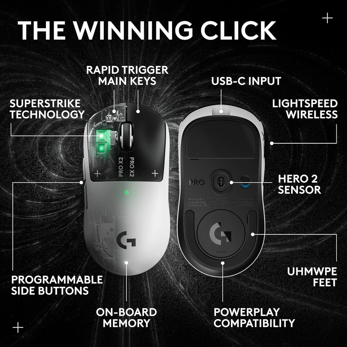 Logitech PRO X2 Superstrike Lightspeed Wireless Gaming Mouse