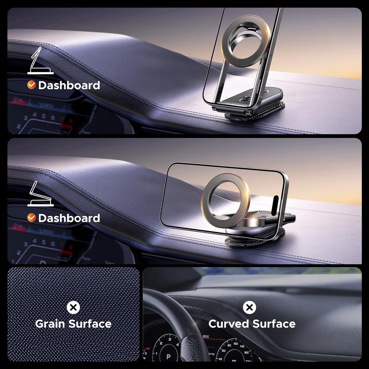 Ugreen Dashboard Magnetic Car Phone Mount  Black (LP924/65186)