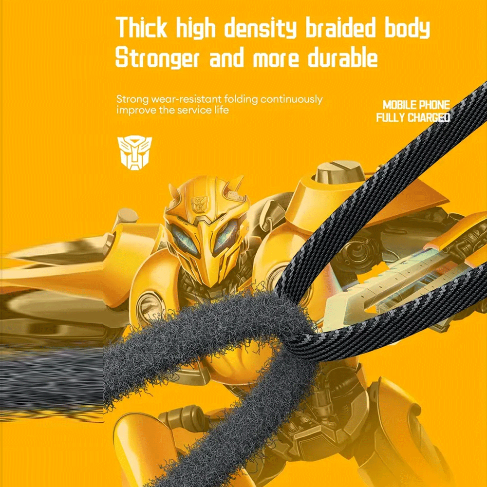 Transformers TF-A10 Braided Charging Lightning Cable Black