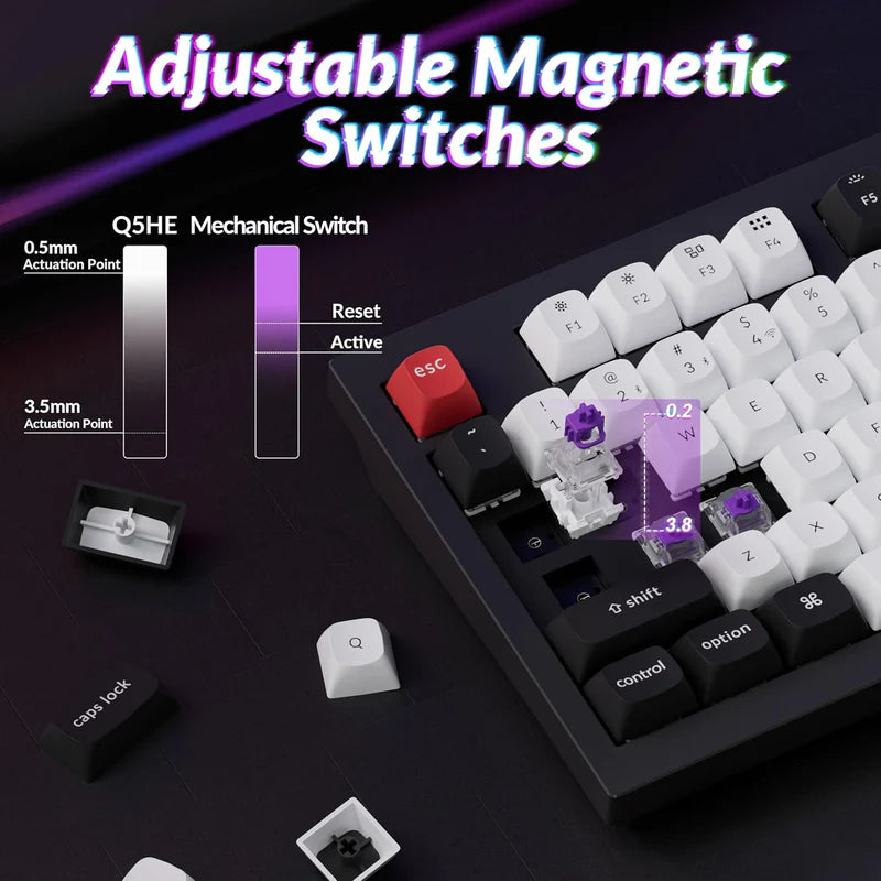 Keychron Q5 HE QMK 96% Fully Assembled Knob RGB Backlight Hot-Swappable Wireless Magnetic Switch Keyboard (Gateron Double-Rail Magnetic Nebula Switch)