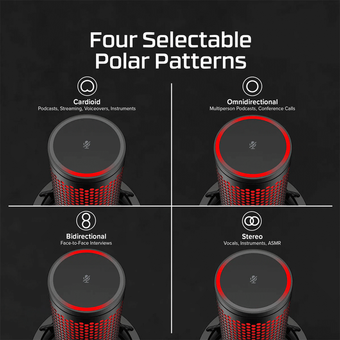 HyperX QuadCast 2 USB Microphone for PC/MAC/PS5/PS4 872V1AA Black