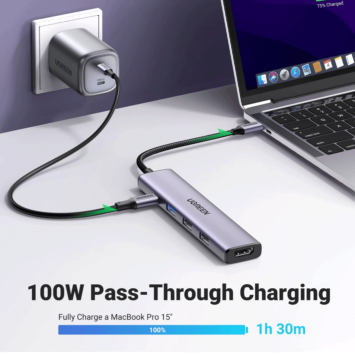 UGREEN USB-C 5-in-1 Port Hub (Space Gray) [CM478/15495]