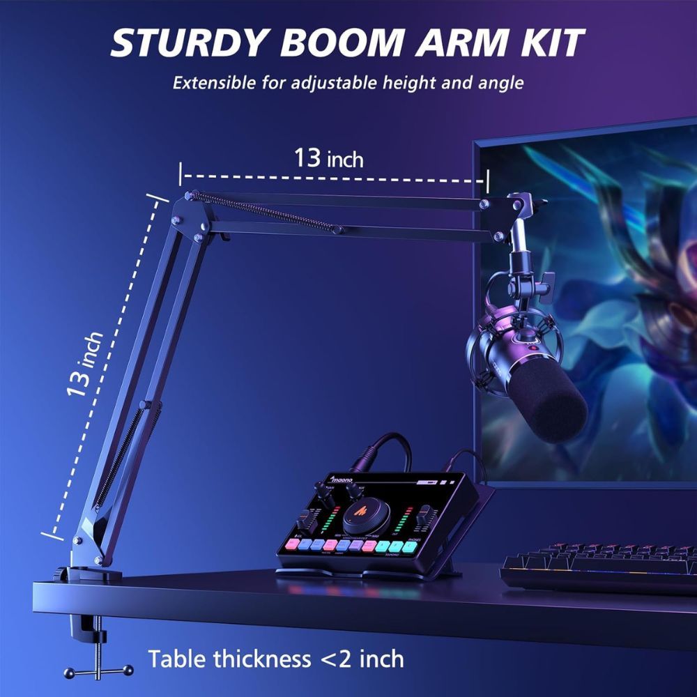 Maono PD200XS USB Dynamic Microphone Podcast/Gaming/Streaming Microphone Black