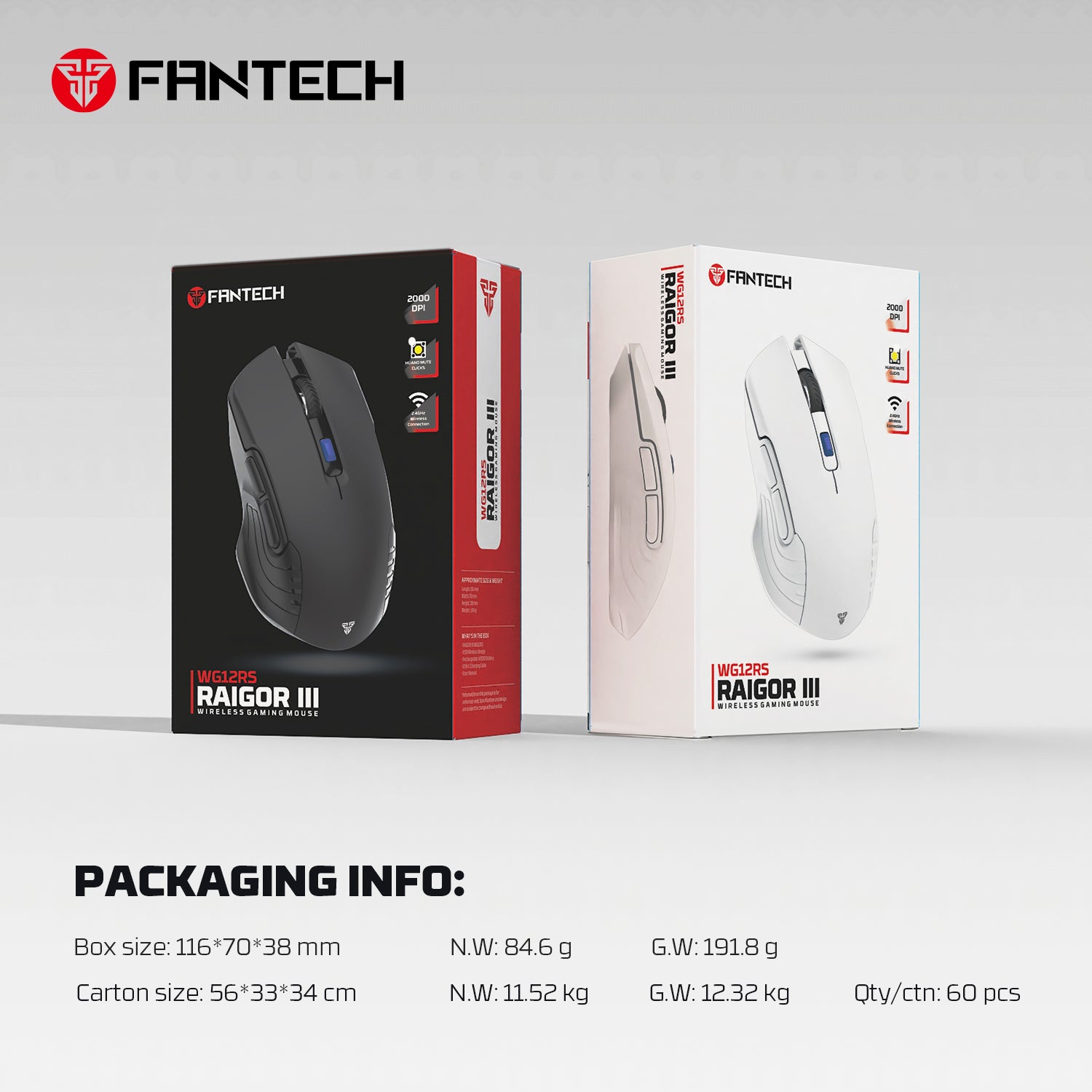 Fantech Raigor III Rechargeable Wireless Gaming Mouse (WG12RS)