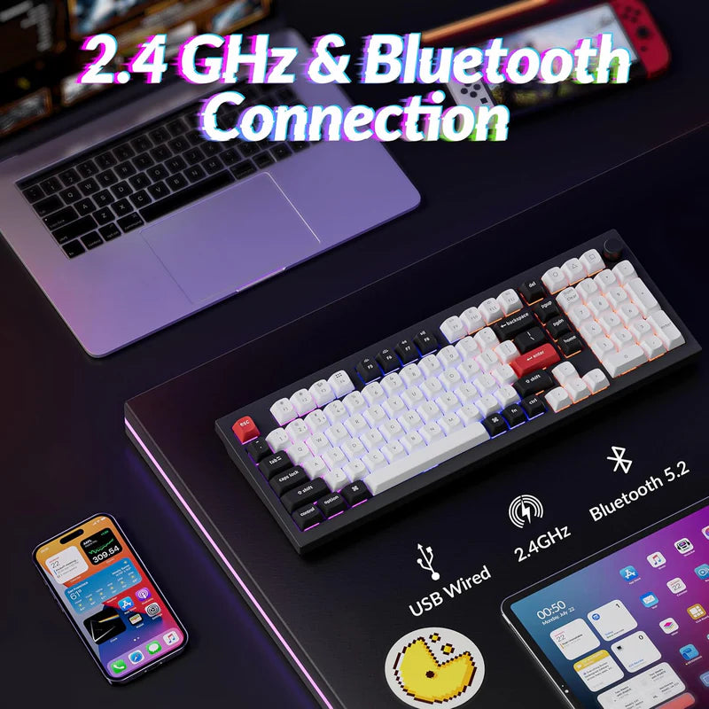 Keychron Q5 HE QMK 96% Fully Assembled Knob RGB Backlight Hot-Swappable Wireless Magnetic Switch Keyboard (Gateron Double-Rail Magnetic Nebula Switch)