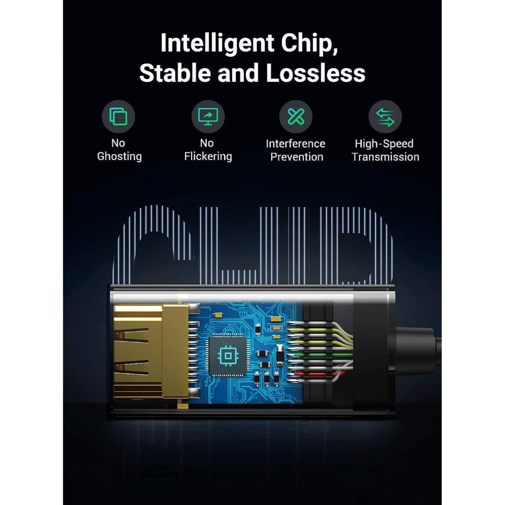 UGREEN Mini DP To HDMI Female Converter 1080P - 25CM (Black) [MD112/10461]