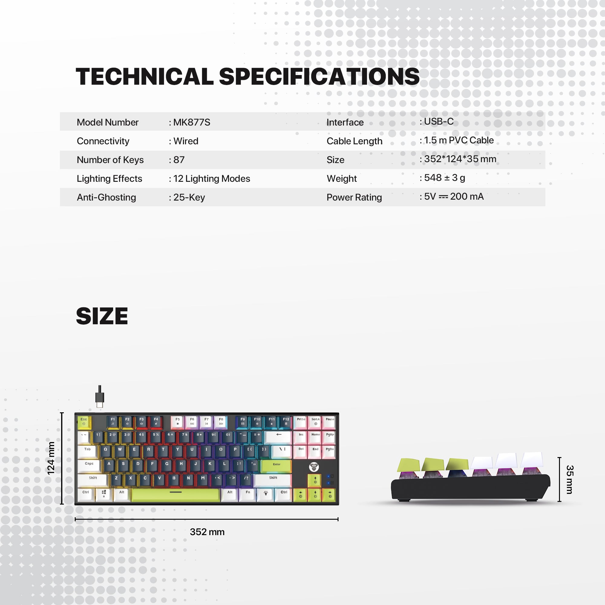 Fantech Atom87S TKL Yoru Edition Mechanical Gaming Keyboard Black Blue Switch (MK877S)