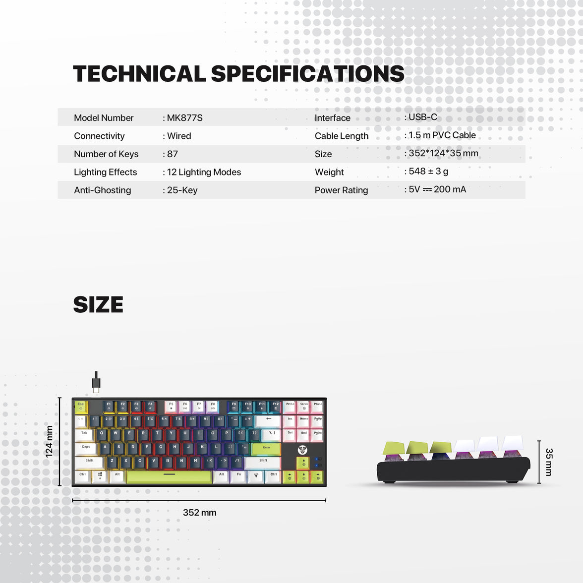 Fantech Atom87S TKL Yoru Edition Mechanical Gaming Keyboard Black Blue Switch (MK877S)