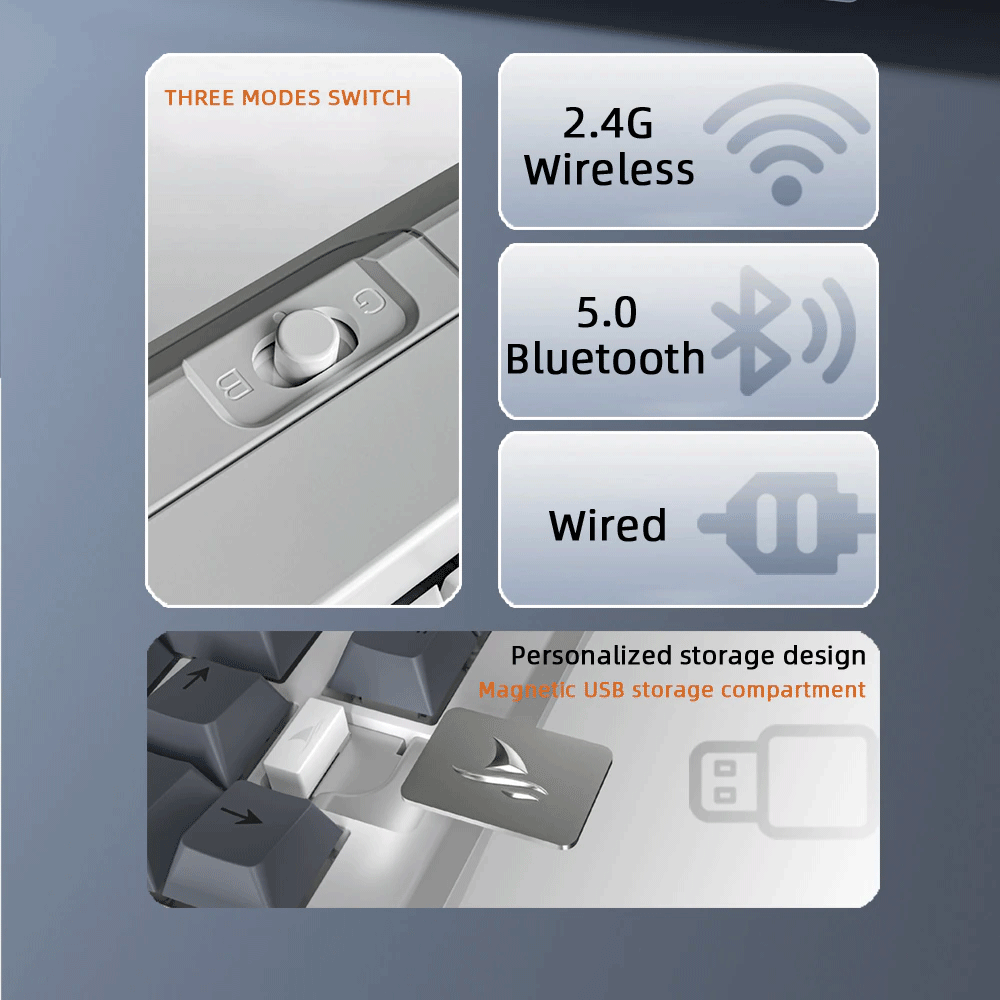 Darmoshark K8 Mechanical Keyboard [White Base/White and Gray Keycaps]