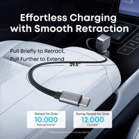 Anker 75W Max Ultra-Compact USB-C Car Charger with Built-in Retractable Cable for iPhone, Samsung