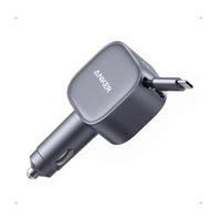 Anker 75W Max Ultra-Compact USB-C Car Charger with Built-in Retractable Cable for iPhone, Samsung