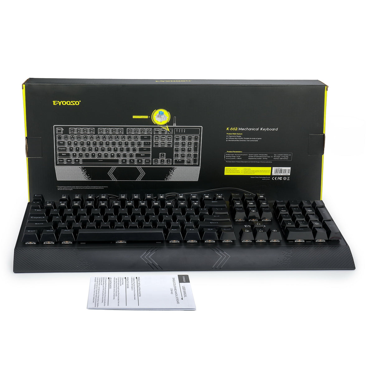 E-Yooso K-662 Rainbow Light 104 Keys Wired Mechanical Keyboard [Black]