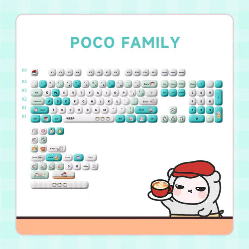 Akko Poco Family - Poco Bear Keycap Set MOG Profile 136 Keys