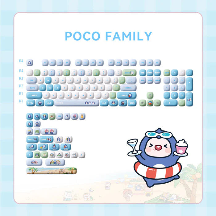 Akko Poco Family - Poco Penguin Keycap Set MOG Profile 136 Keys