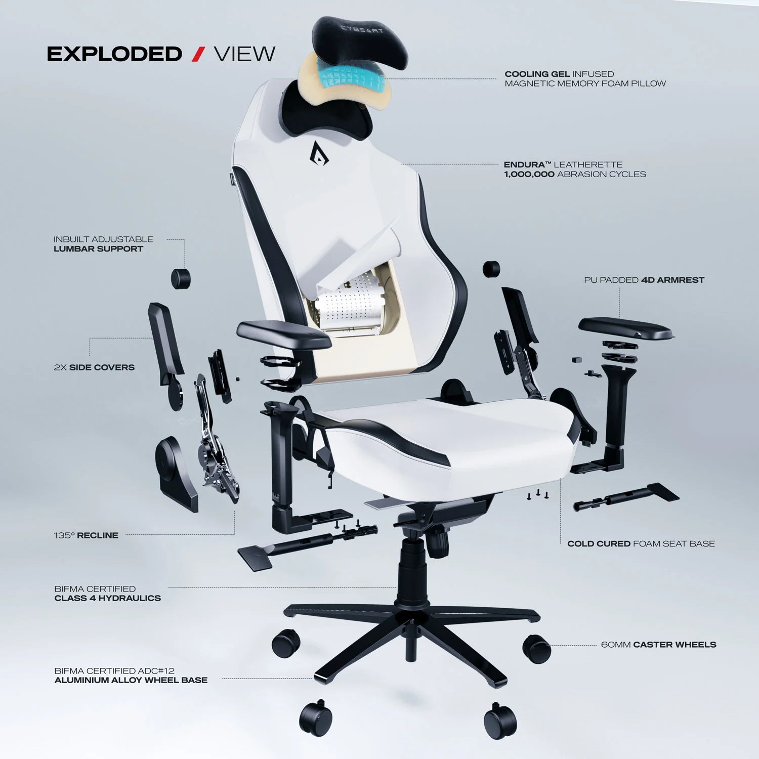Cybeart Originals Apex Artic White Edition Gaming Chair (GC-PUAPEX-09)