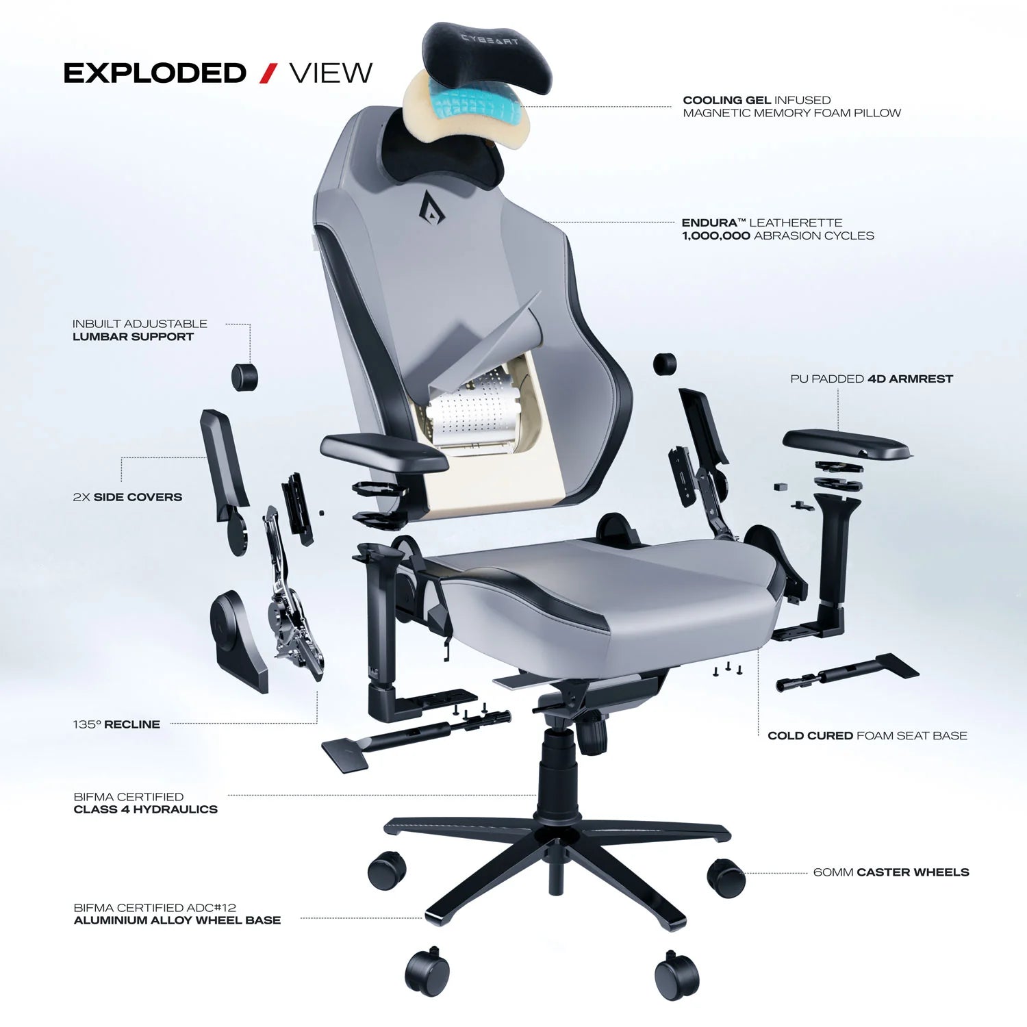 Cybeart Originals Apex X11 Gray Gaming Chair (GC-PUAPEX-06)