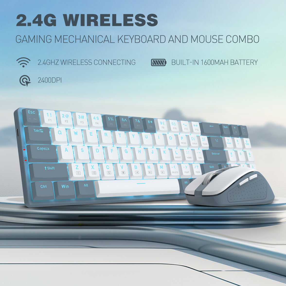 Redragon Office 2in1 Wireless Keyboard&Mouse Combo White-Grey (BS-8773-W)