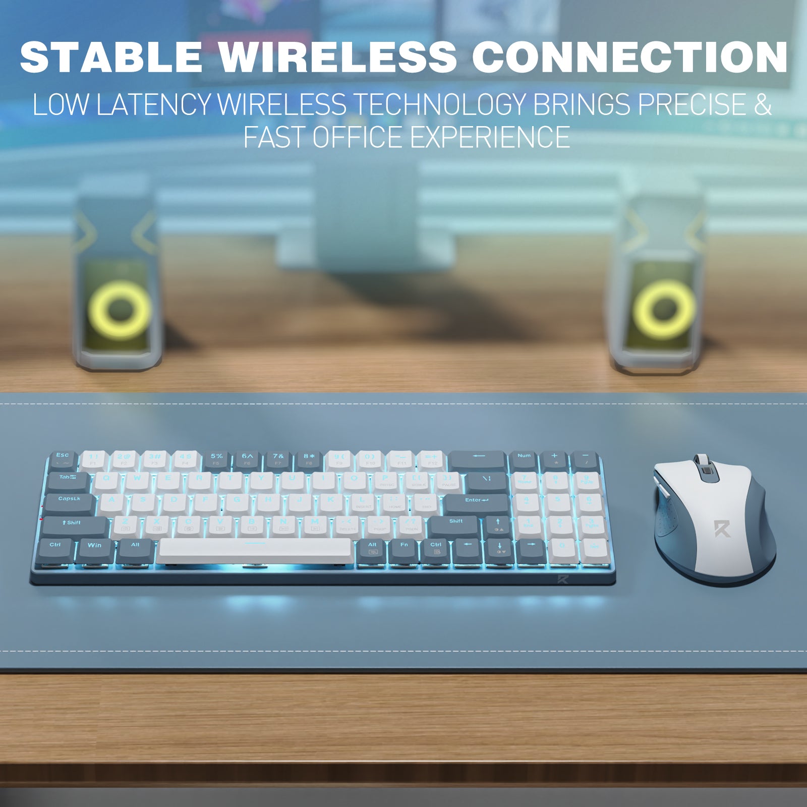 Redragon Office 2in1 Wireless Keyboard&Mouse Combo White-Grey (BS-8773-W)