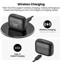 TOZO TWS Earbuds Tonal Fits IPX6 44Hr Playtime BT 5.3 Type C Wireless Charging Dual Mic DNS Call NC Black