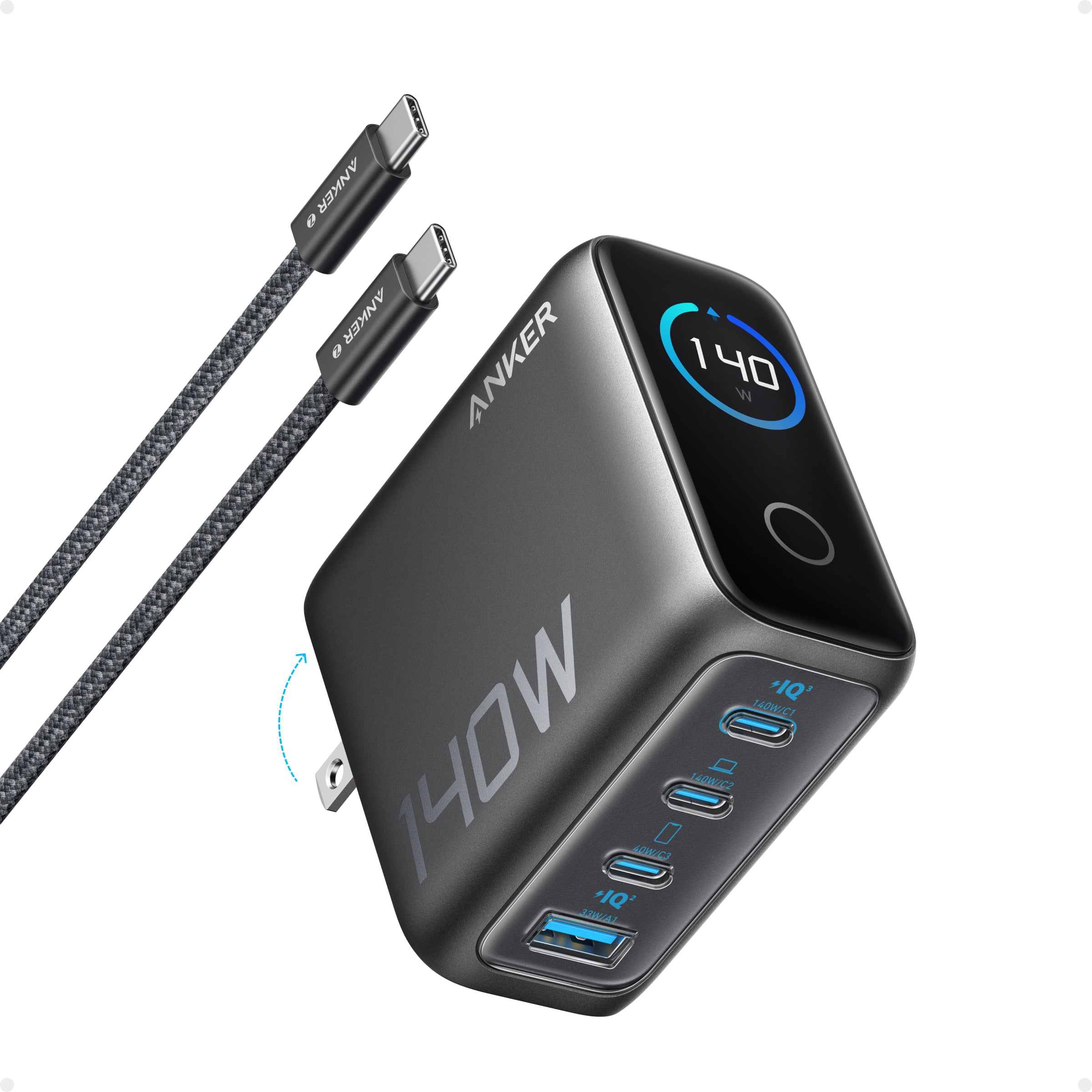 Anker Fast GaN Charger, 140W USB-C Charger, 4-Port Multi-Device Fast Charging Series B2697