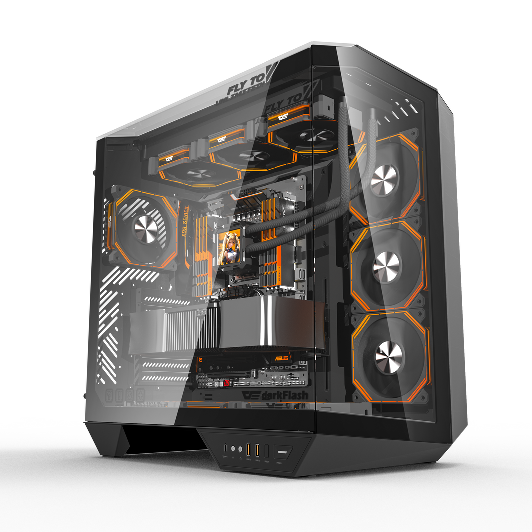 DarkFlash DY470 ATX Three-side Glass Panel Tempered Glass PC Case
