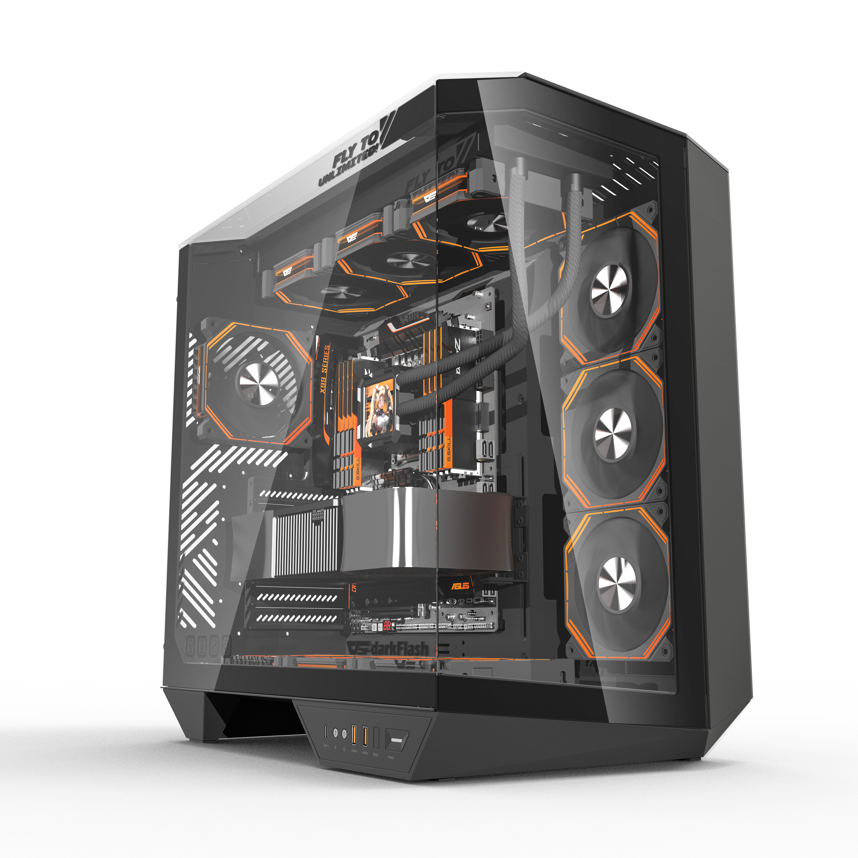 DarkFlash DY470 ATX Three-side Glass Panel Tempered Glass PC Case