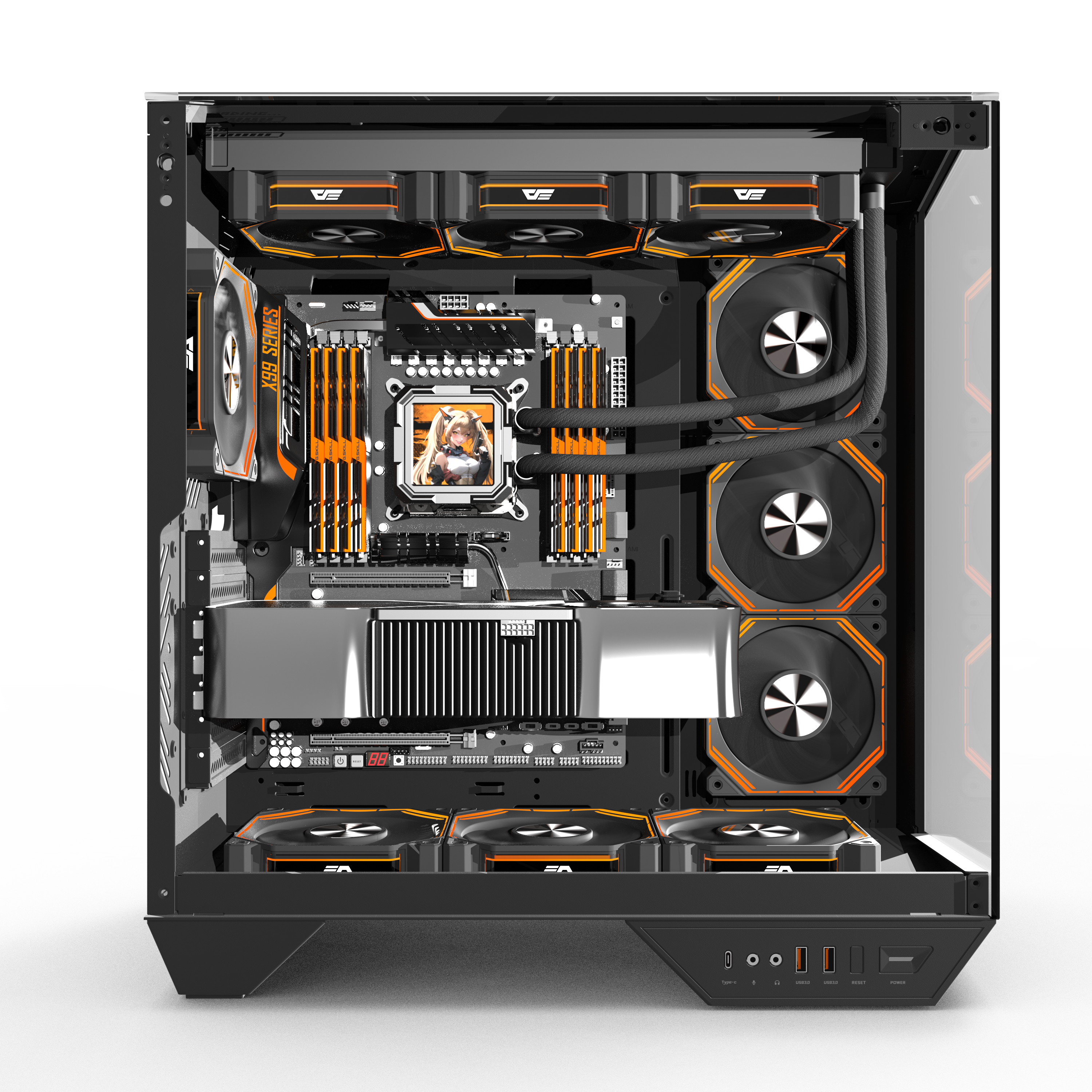 DarkFlash DY470 ATX Three-side Glass Panel Tempered Glass PC Case