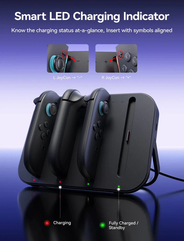 JSAUX Portable Charging Station for Nintendo Switch 2 Joy-Cons GP0506