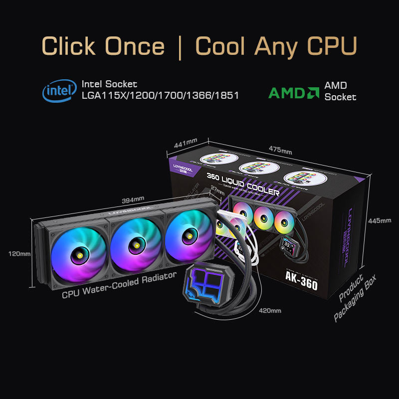 Lovingcool AK-W360-01 360mm AIO ARGB Liquid CPU Cooler with Pump Parameter