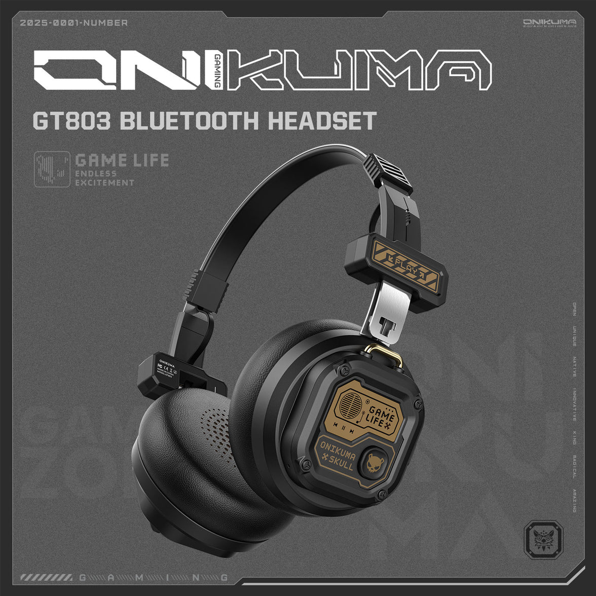 Onikuma GT803 Wireless Gaming Headset Black