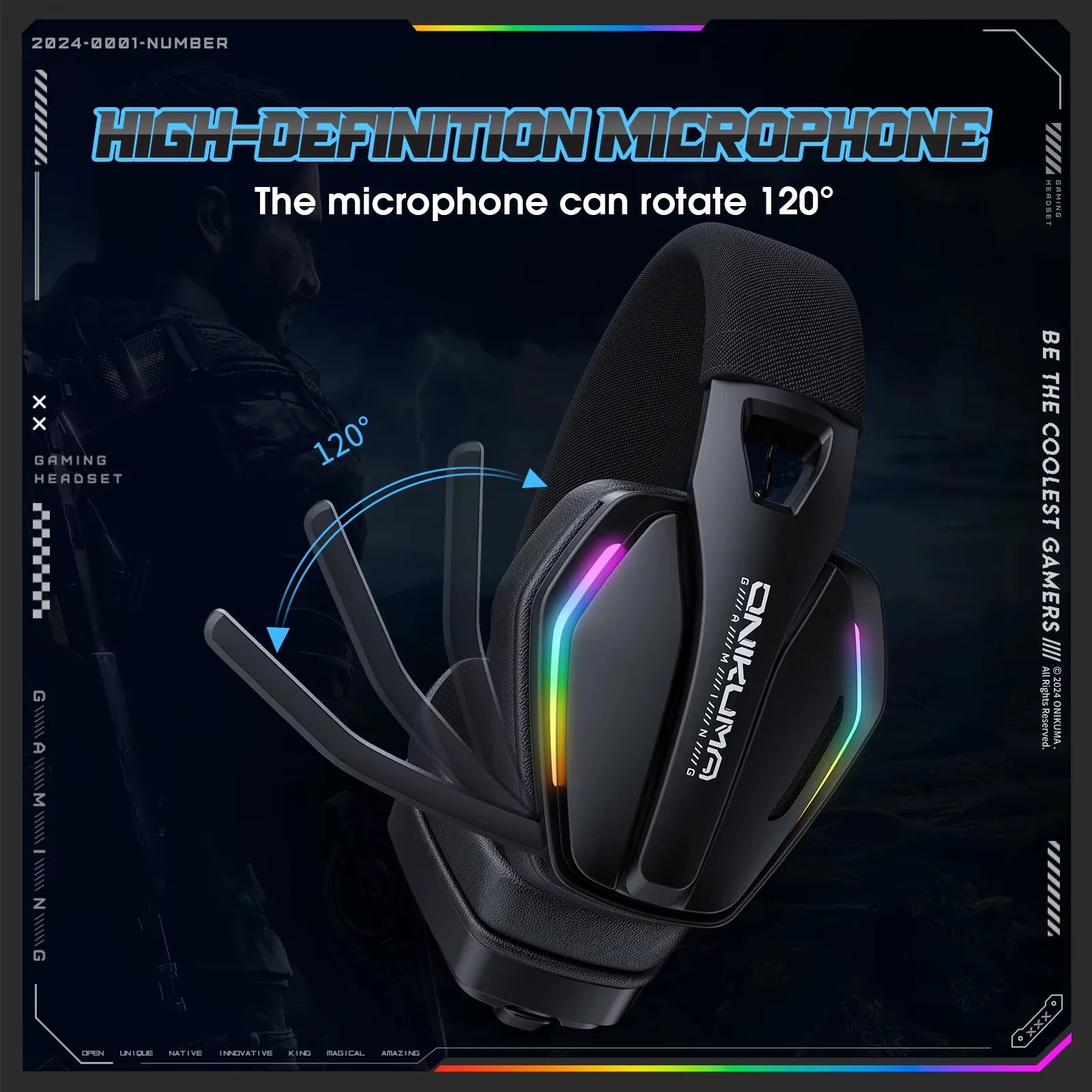 Onikuma GT826 Tri-Mode Wireless Gaming Headset Black
