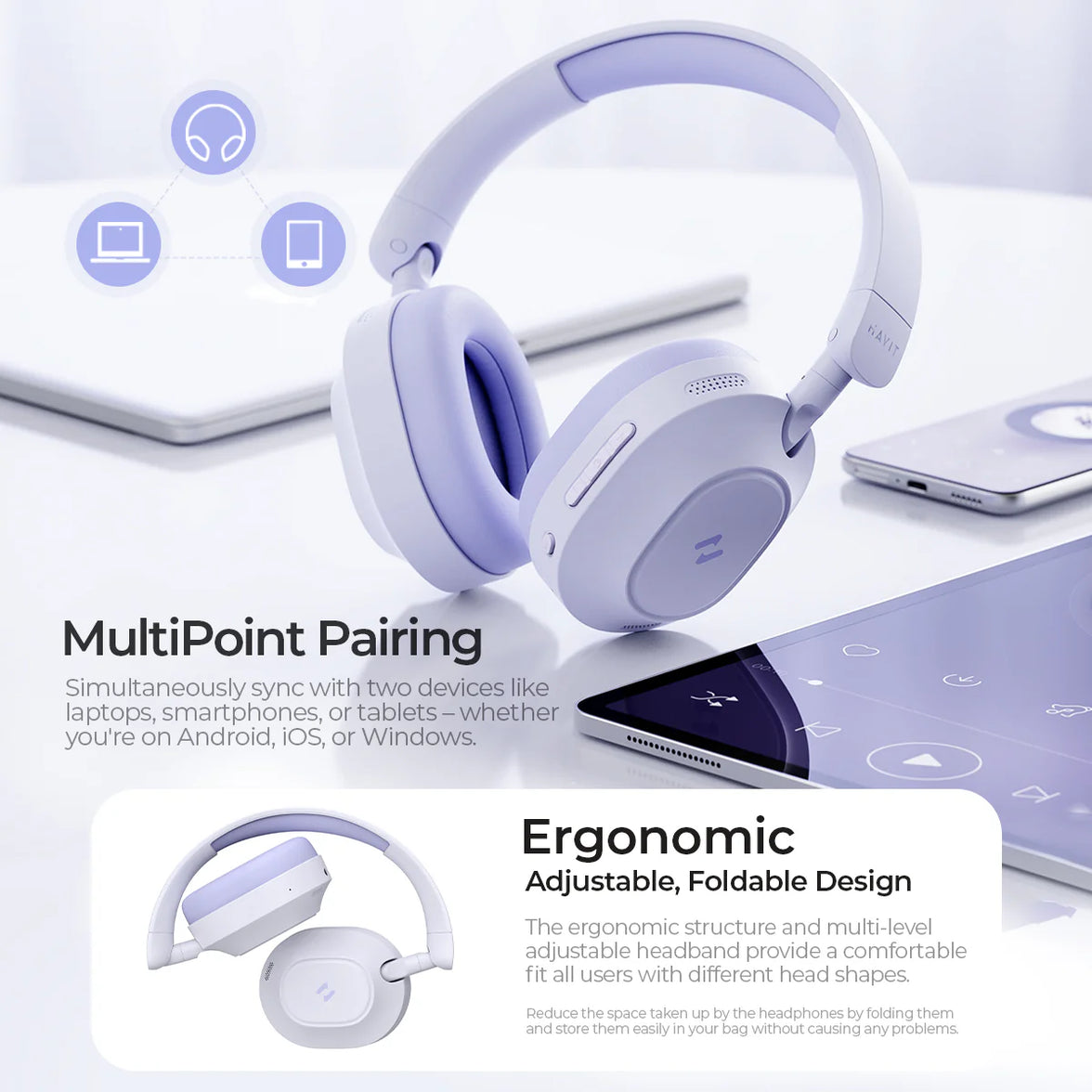 Havit H668BT Active Noise Cancelling Wireless Headphones