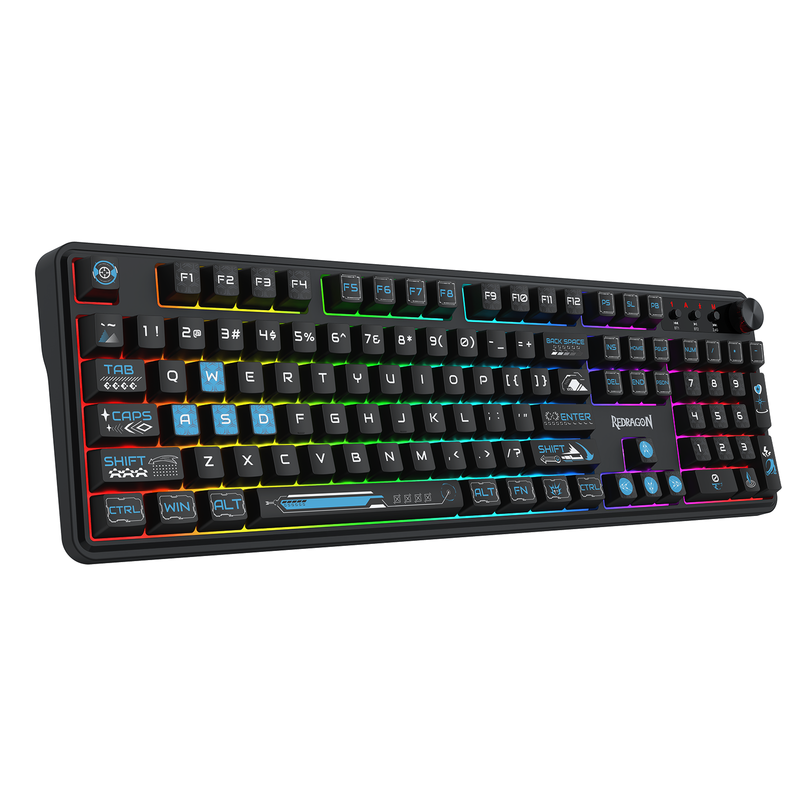 Redragon RM104 Pro Volcano Tri-Mode Wireless Membrane RGB Keyboard Black+Blue (K526BB-WL)