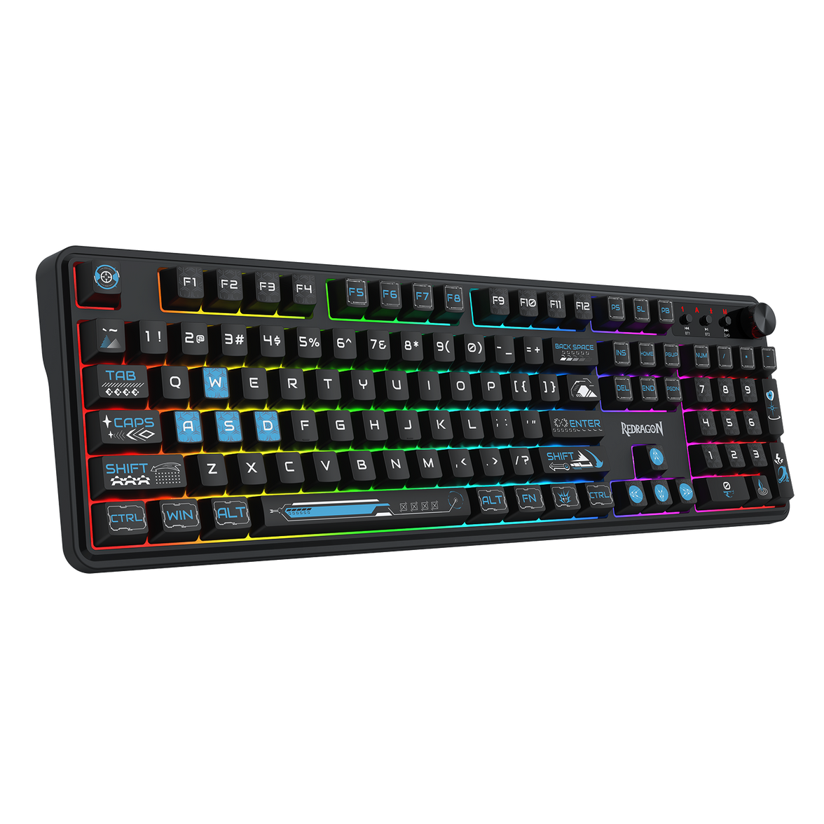 Redragon RM104 Pro Volcano Tri-Mode Wireless Membrane RGB Keyboard Black+Blue (K526BB-WL)